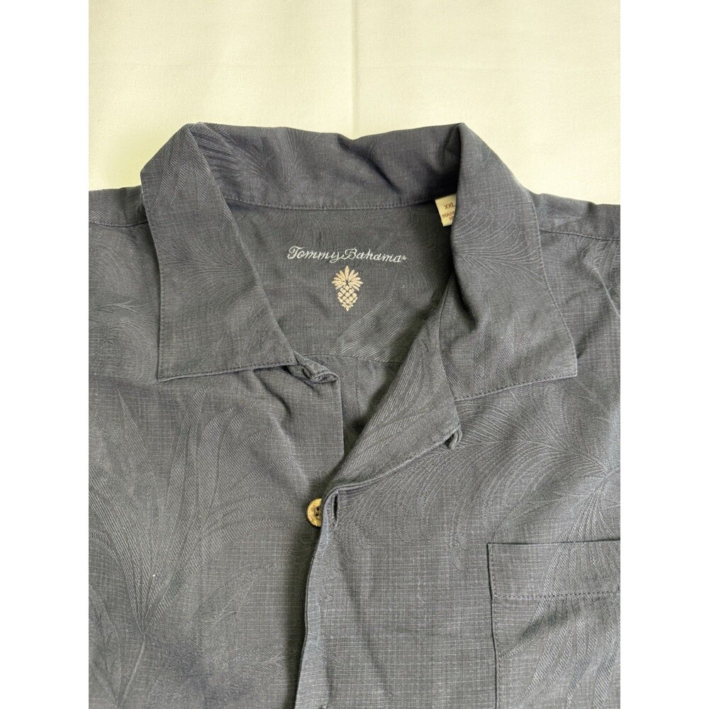 Tommy Bahama Men's Black Tropical Floral Woven Silk Button-Up Shirt SS 2XL